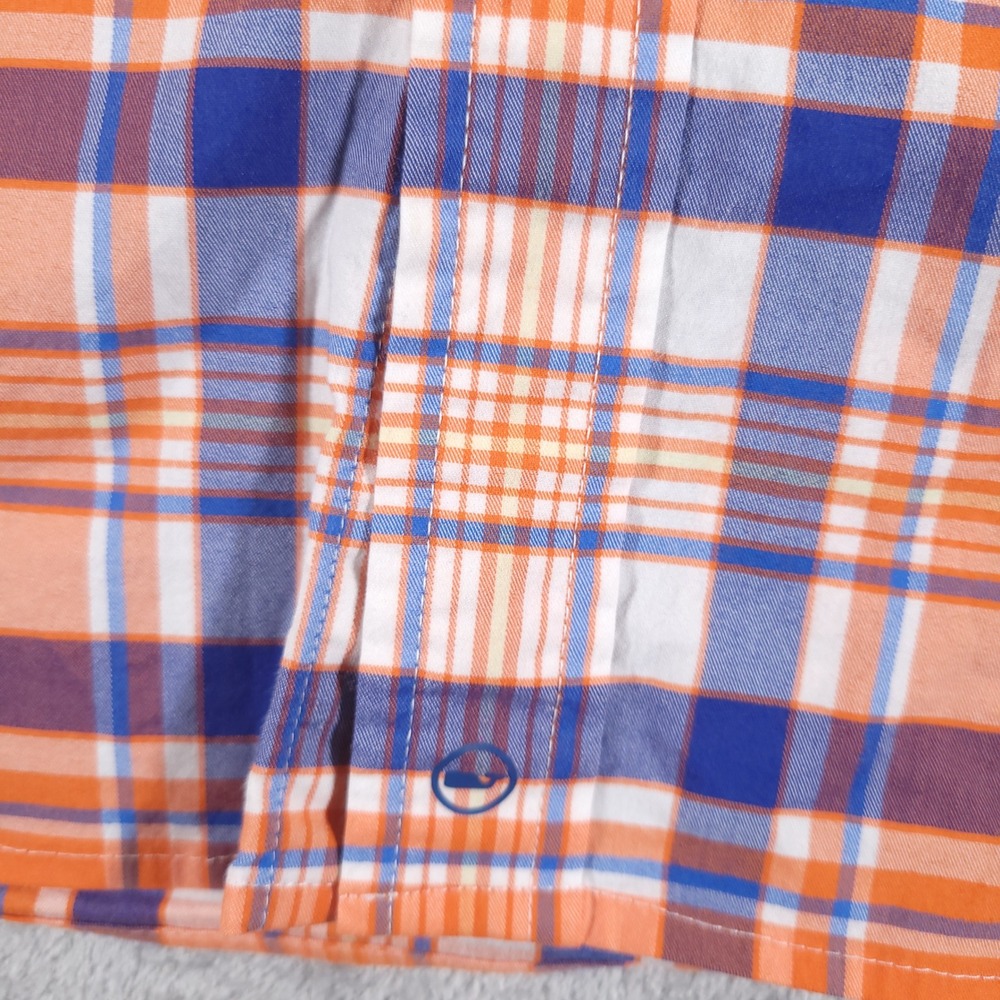 Vineyard Vines Shirt Mens XL Orange Blue Plaid On-The-Go Performance Button Down - Picture 5 of 11